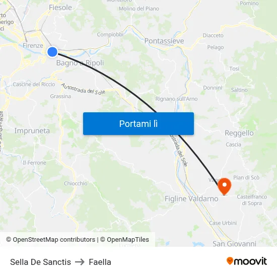 Sella De Sanctis to Faella map