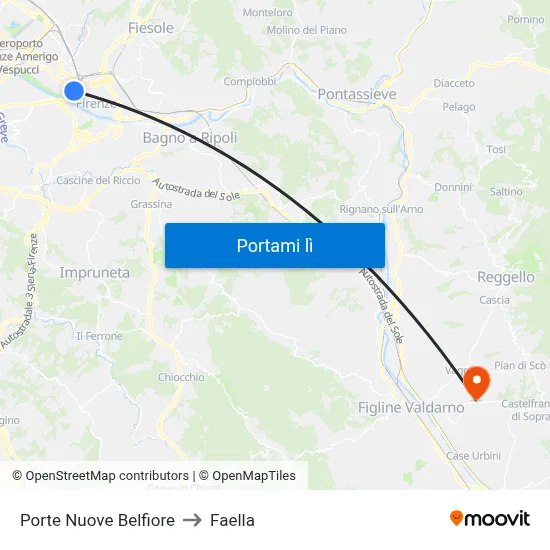 Porte Nuove Belfiore to Faella map