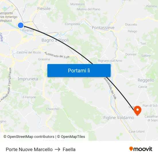 Porte Nuove Marcello to Faella map