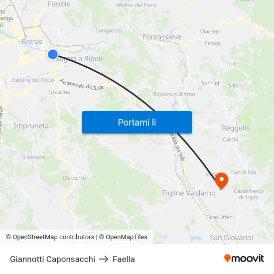 Giannotti Caponsacchi to Faella map