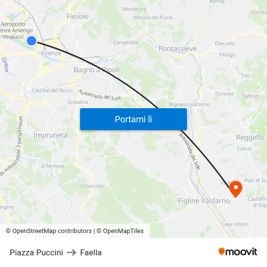 Piazza Puccini to Faella map
