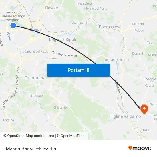Massa Bassi to Faella map