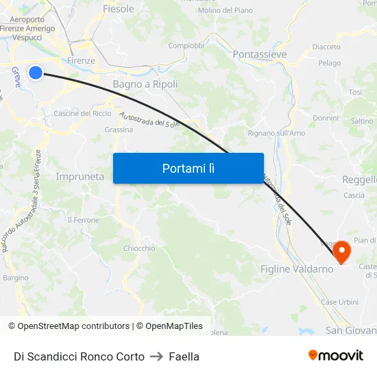 Di Scandicci Ronco Corto to Faella map