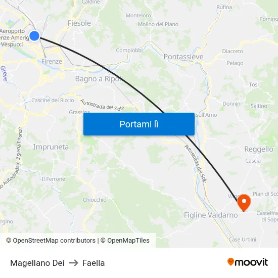 Magellano Dei to Faella map