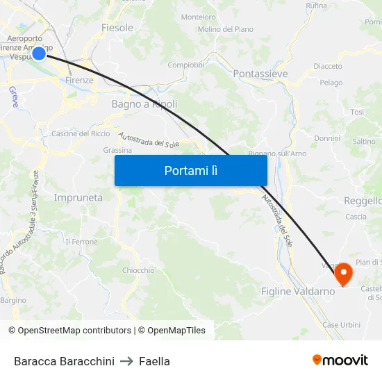 Baracca Baracchini to Faella map