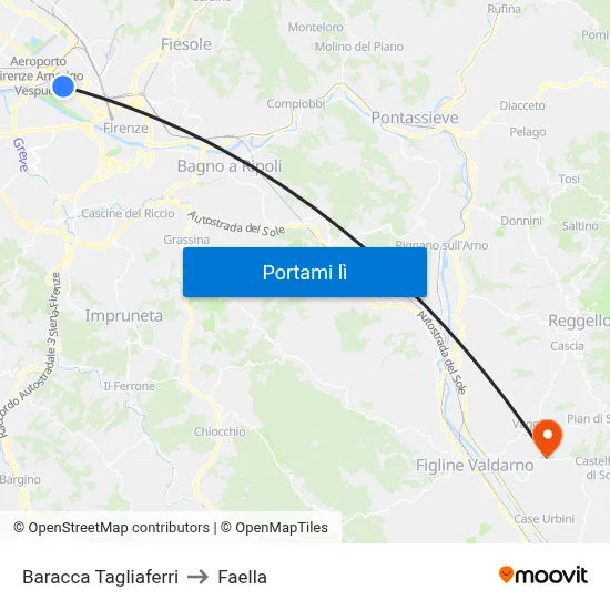 Baracca Tagliaferri to Faella map