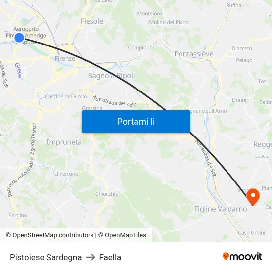 Pistoiese Sardegna to Faella map