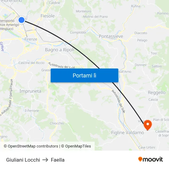Giuliani Locchi to Faella map
