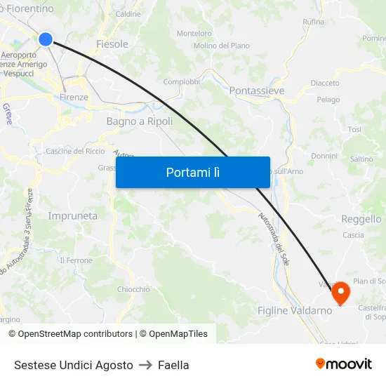 Sestese Undici Agosto to Faella map