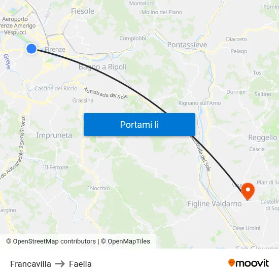 Francavilla to Faella map
