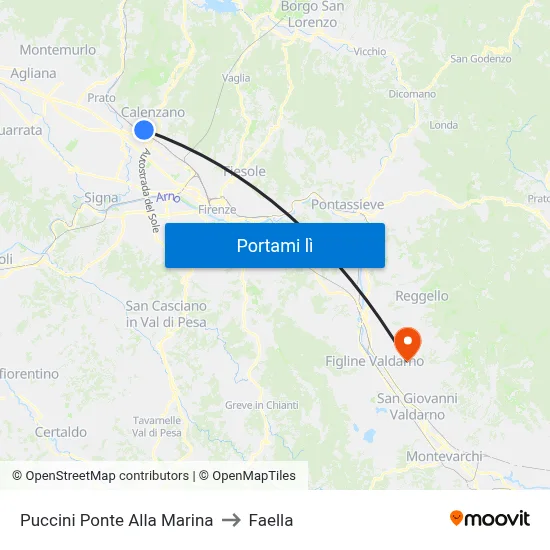Puccini Ponte Alla Marina to Faella map