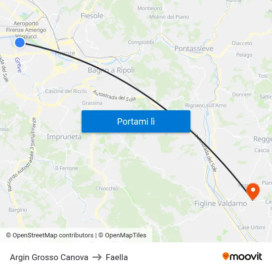 Argin Grosso Canova to Faella map