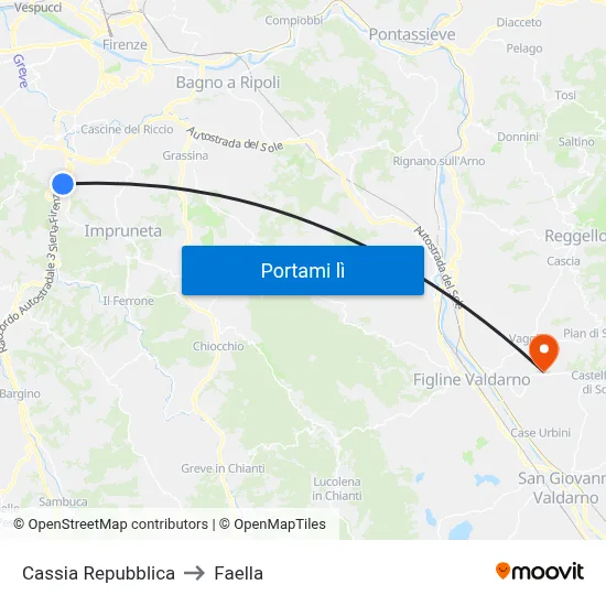 Cassia Repubblica to Faella map