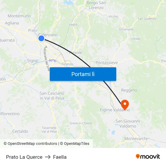 Prato La Querce to Faella map