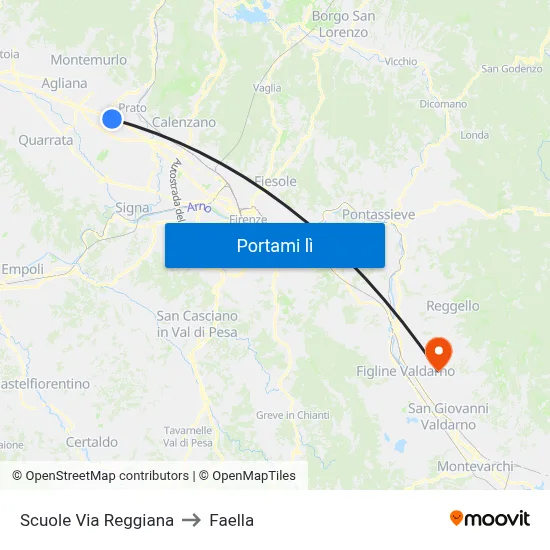 Scuole Via Reggiana to Faella map