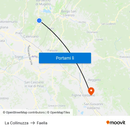 La Collinuzza to Faella map