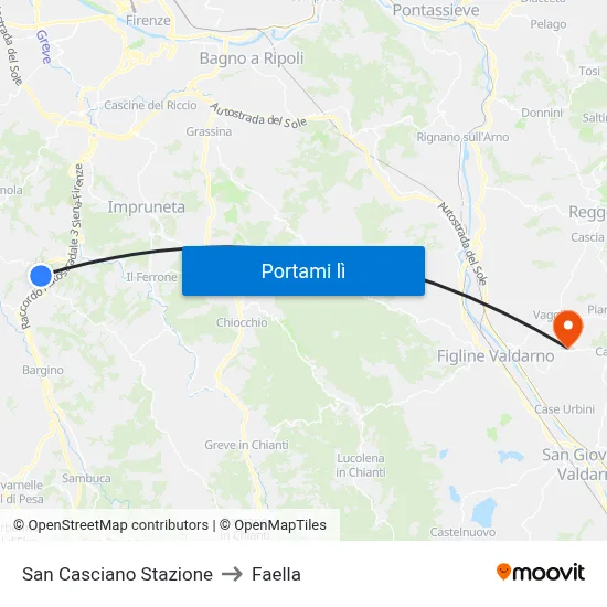 San Casciano Stazione to Faella map