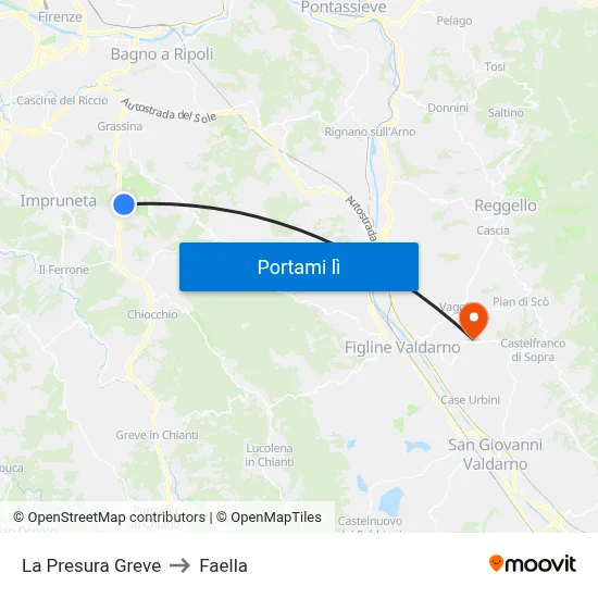La Presura Greve to Faella map