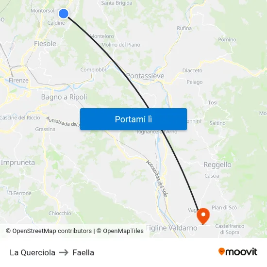 La Querciola to Faella map