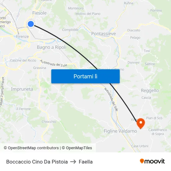Boccaccio Cino Da Pistoia to Faella map