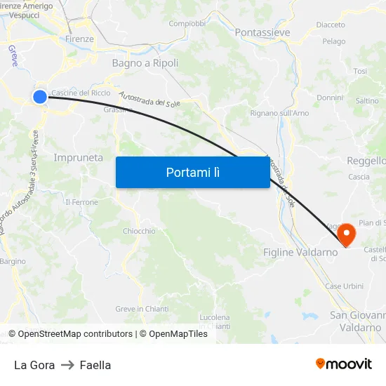La Gora to Faella map
