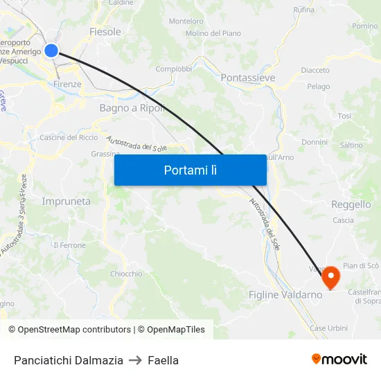 Panciatichi Dalmazia to Faella map