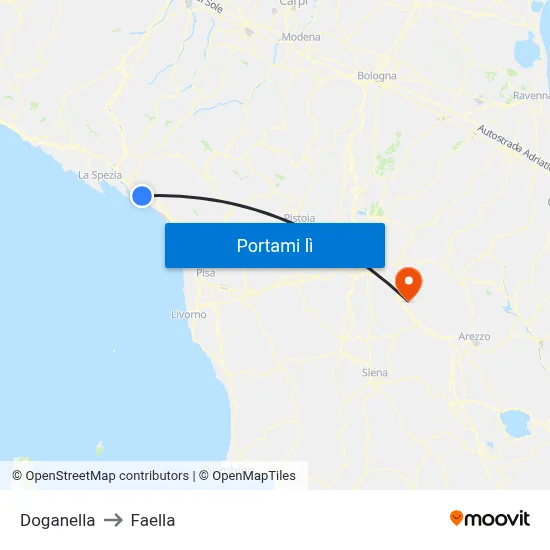 Doganella to Faella map