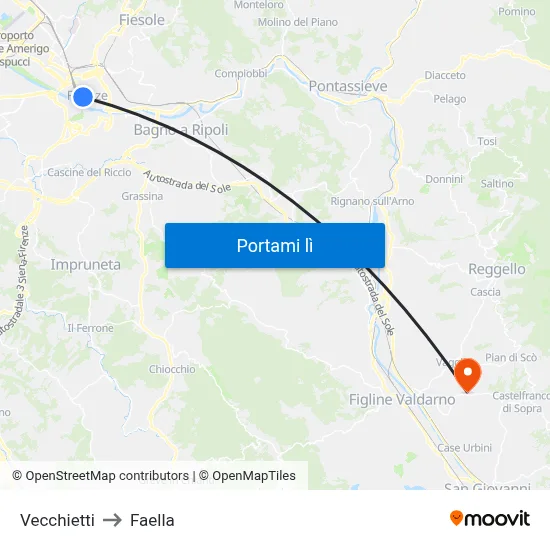 Vecchietti to Faella map