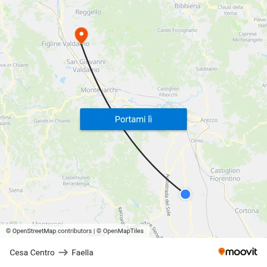 Cesa Centro to Faella map