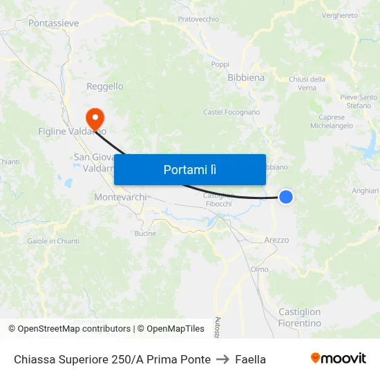 Chiassa Superiore 250/A Prima Ponte to Faella map