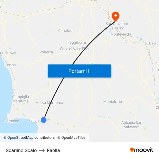 Scarlino Scalo to Faella map