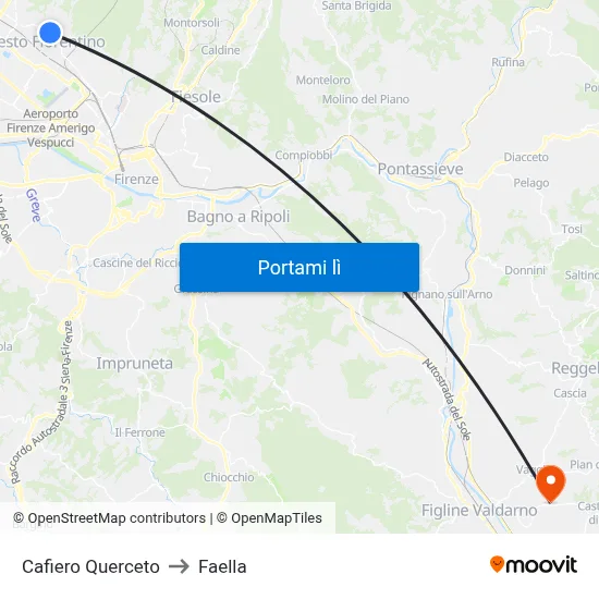 Cafiero Querceto to Faella map