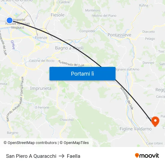San Piero A Quaracchi to Faella map