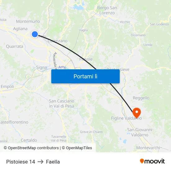 Pistoiese 14 to Faella map
