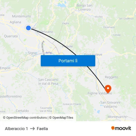 Alberaccio 1 to Faella map
