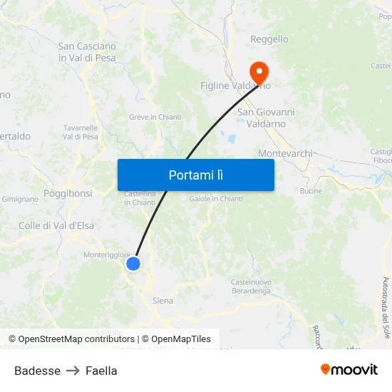 Badesse to Faella map