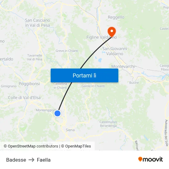Badesse to Faella map