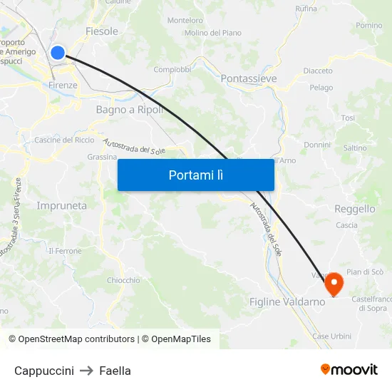 Cappuccini to Faella map