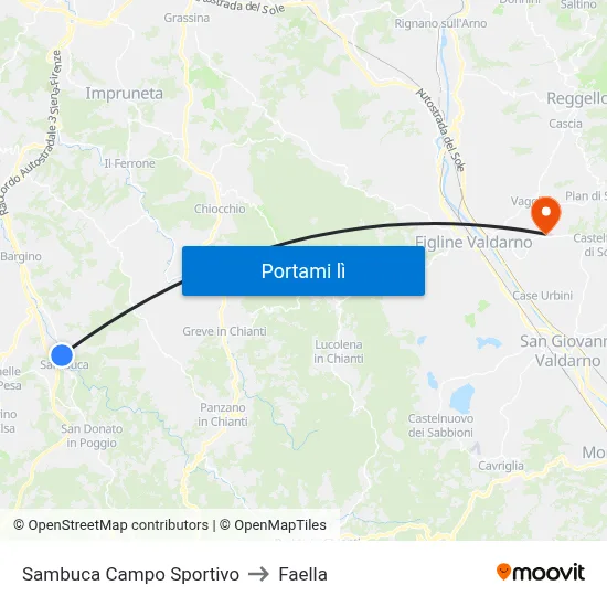Sambuca Campo Sportivo to Faella map