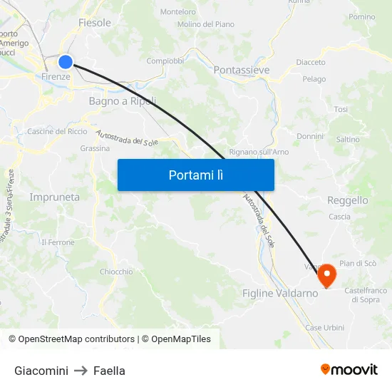Giacomini to Faella map