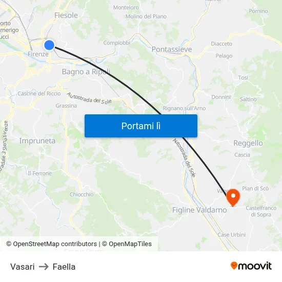 Vasari to Faella map