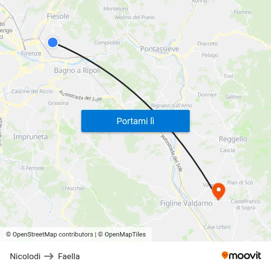 Nicolodi to Faella map