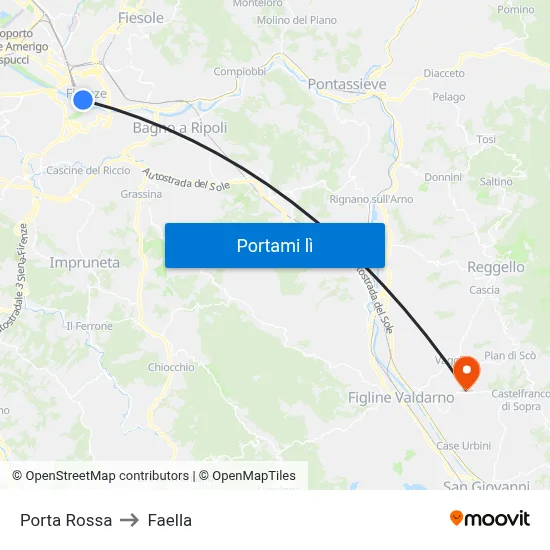 Porta Rossa to Faella map