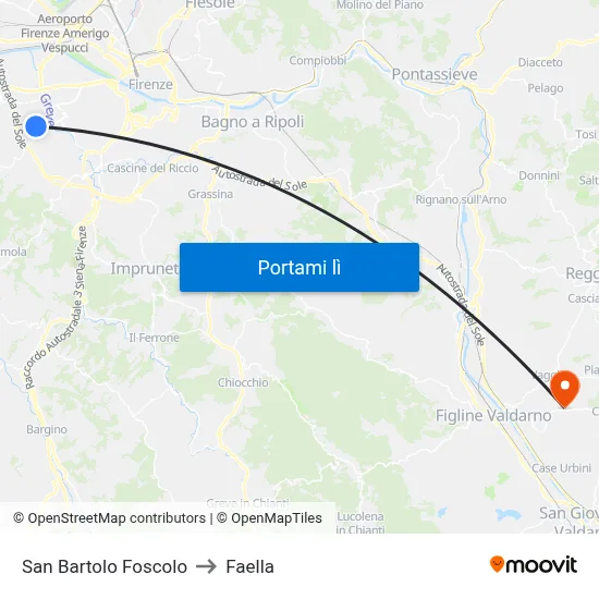 San Bartolo Foscolo to Faella map