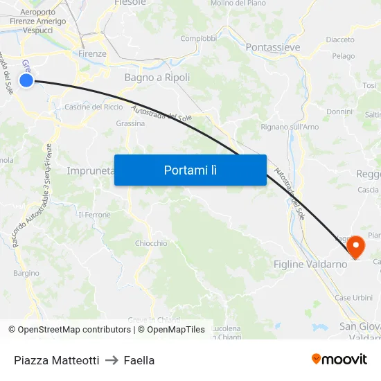 Piazza Matteotti to Faella map