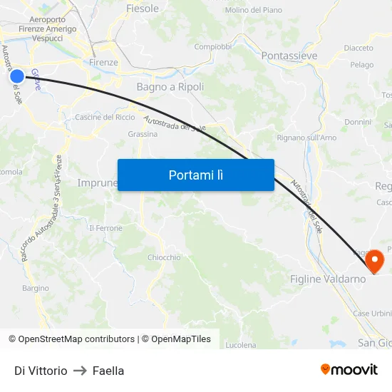 Di Vittorio to Faella map