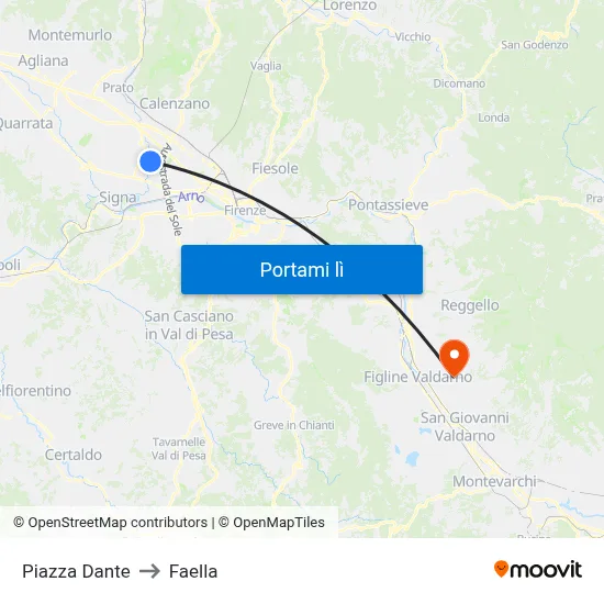 Piazza Dante to Faella map