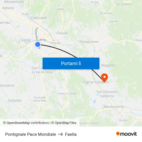 Pontignale Pace Mondiale to Faella map