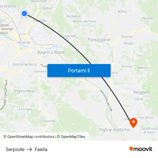 Serpiolle to Faella map