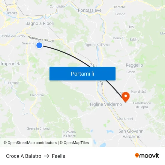 Croce A Balatro to Faella map